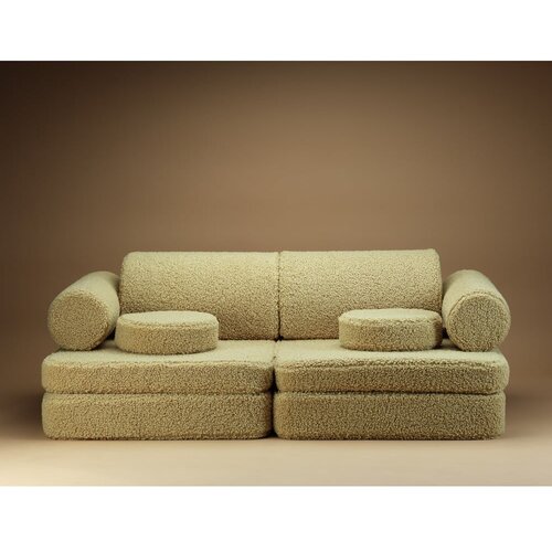 Wigiwama Zelena otro&amp;scaron;ka sedežna garnitura iz tkanine boucl&amp;eacute; 132 cm Settee &amp;ndash; Slike
