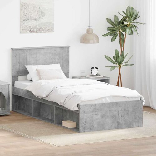  Okvir za krevet s uzglavljem Betonska siva 90 x 190 cm Cijene