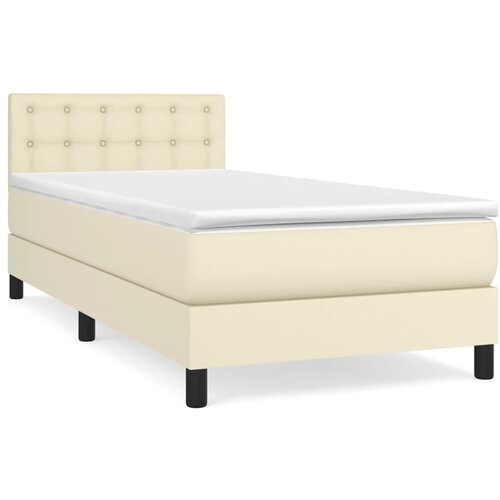 vidaXL Box spring postelja z vzmetnico krem 90x200 cm umetno usnje, (20726169) Cene