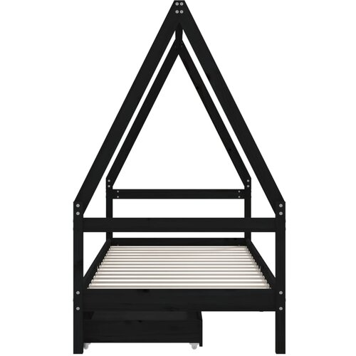  Okvir za dječji krevet s ladicama crni 90 x 200 cm od borovine Slike