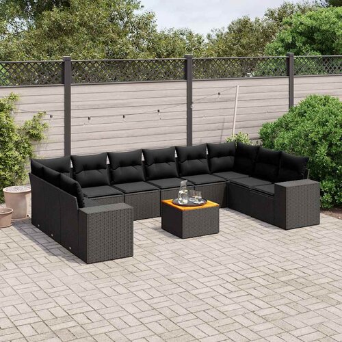  11-dijelni set vrtnih sofa od poliratana s jastucima crni Crna 83 x 62 x 69 cm Cene