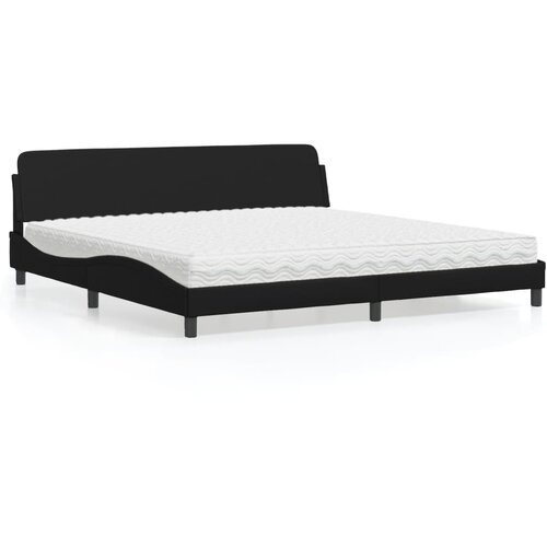 The Living Store Postelja z vzmetnico črna 200x200 cm umetno usnje - Postelja, (21607274) Cene