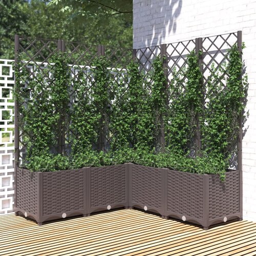 vidaXL Vrtna sadilica s rešetkom smeđa 120 x 120 x 136 cm PP Cijene