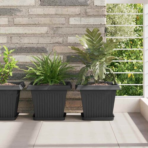  Kvadratna saksija za cvijeće 24 pcs Crna 28,5 x 28,5 x 22 cm Cijene