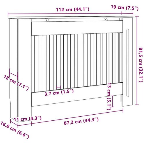 VidaXL pokrivač radijatora 2 pcs siva 112 x 19 x 81.5 cm Slike