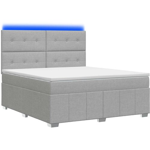  LED okvir za krevet s madracem Svjetlosiva 140 x 190 cm Tkanina Slike
