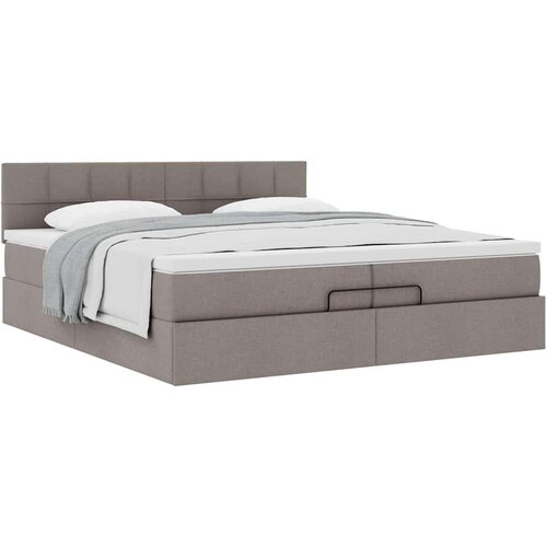 VidaXL Otomanski krevet s madracem smeđesivi 200x200 cm tkanine Slike