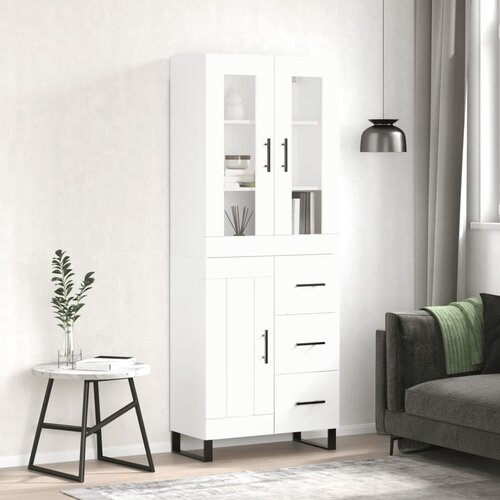 vidaXL Visoka omara bela 69,5x34x180 cm inženirski les Cene