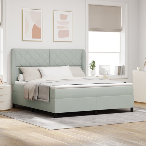  Box spring postelja z vzmetnico svetlo siva 180x200 cm žamet, (22052850) Cene