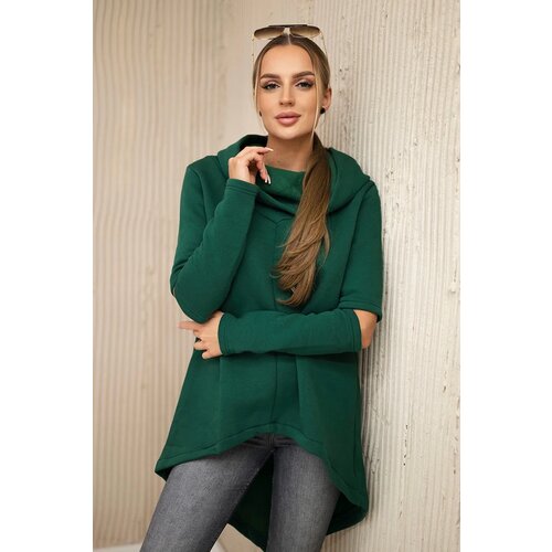 Kesi Insulated sweatshirt with a long back part dark green Cene