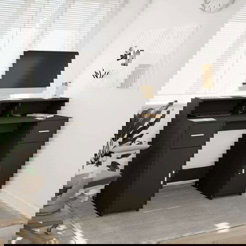 VidaXL Radni stol s LED svjetlima crni 120x55x91 cm konstruirano drvo Slike