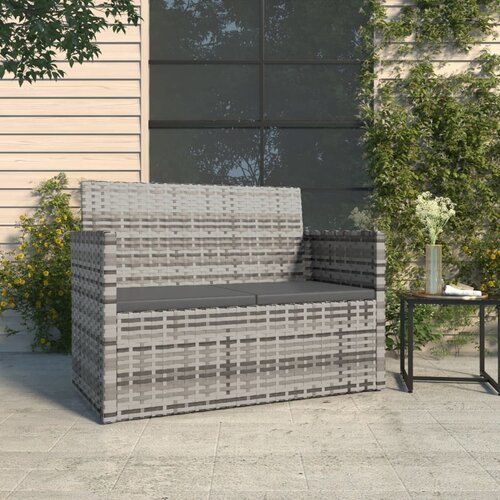The Living Store Vrtna klop z blazinami siva 105 cm poli ratan - Vrtna Klop, (21463854) Slike