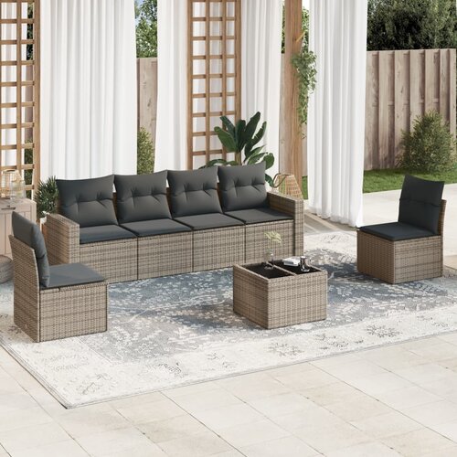  7-dijelni set vrtnih sofa sivi od poliratana Cijene