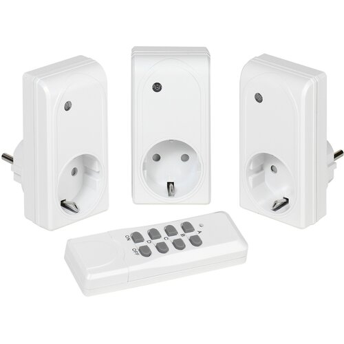 Vivanco Funksteckerset 3fach Auto Learn VIVANCO 34434 FSS 31000WAL 1 Fernbedienung + 3 Stecker Slike