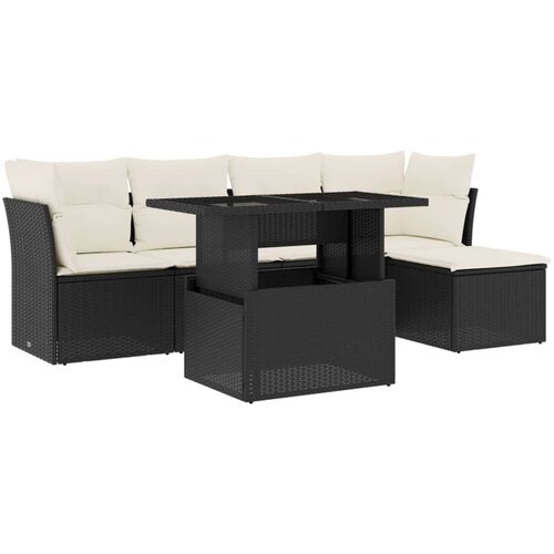  6-dijelni set vrtnih sofa s jastucima crni od poliratana Crna 100 x 55 x 73 cm Slike