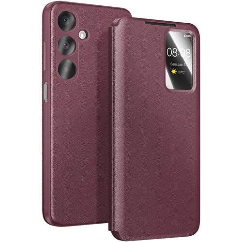 AVIZAR Ovitek za Galaxy A37 z oknom Smart View in držalom za kartice, Bordeaux, (5000190678) Cene