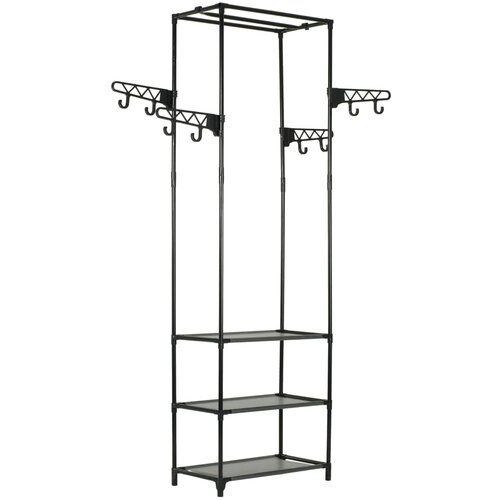 vidaXL Stojalo za oblačila jeklo in netkano blago 55x28,5x175 cm črno, (20771640) Cene