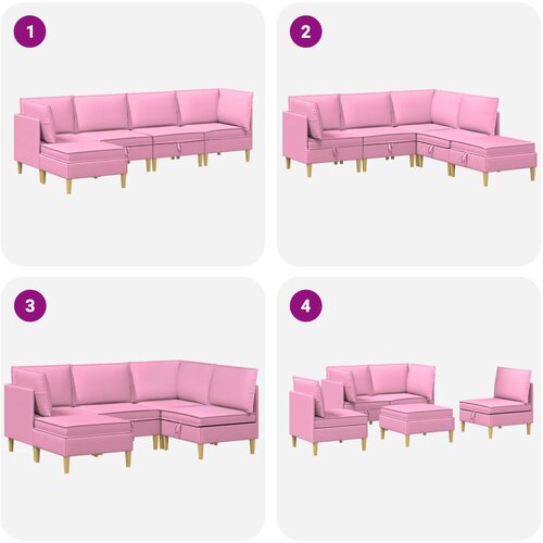  Set namje&amp;scaron;taja za dnevni boravak 5 pcs Ružičasta Tkanina Slike