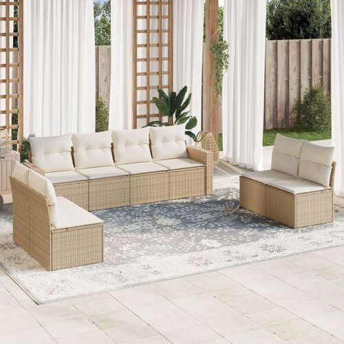 vidaXL 8-dijelni set vrtnih sofa od poliratana s jastucima bež Cijene