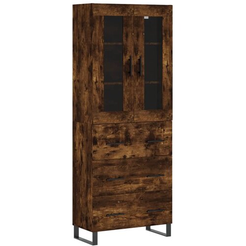 vidaXL Visoka komoda dimljen hrast 69,5x34x180 cm inženirski les, (20805456) Cene