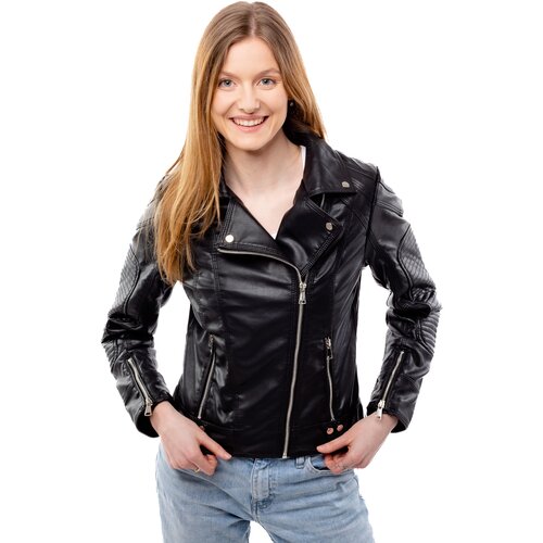 Glano Women&amp;#039;s Leatherette Jacket - Black Slike
