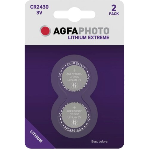 Agfaphoto Baterija litijska CR2430 B2, 3V, dugmasta, blister 2 Komada Slike