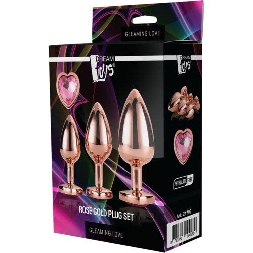 DREAMTOYS Gleaming Love - dear anal cone dildo set - rosegold (3 dijela) Slike