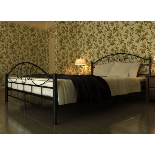 VidaXL Krevet s madracem metalni crni 180 x 200 cm Slike