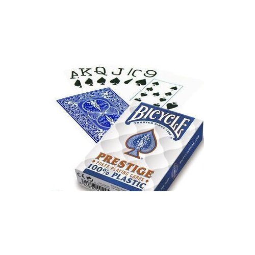 Bicycle karte za poker &amp;ldquo;PRESTIGE&amp;rdquo; 100% plastika jumbo index, plave Slike