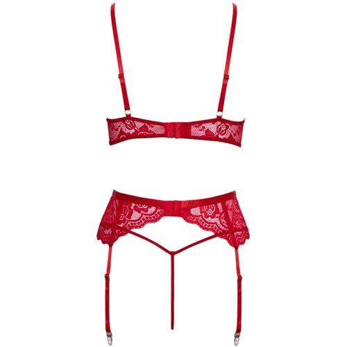 Cottelli X-Mas Floral Lace Bra Set 2215667 Red L/XL Slike