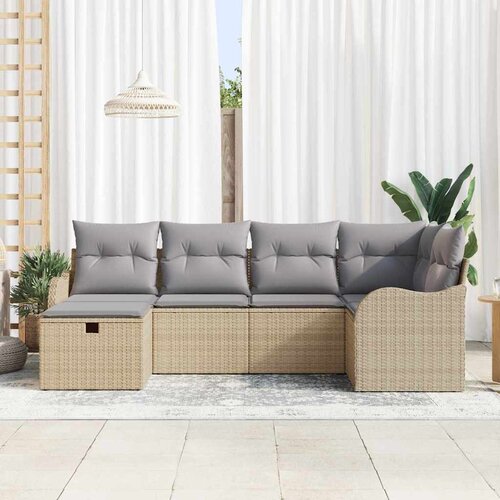  Sjedeća garnitura za vrt 6 kom. Poli ratan Bež 232,5 x 122,5 x 85 cm Slike
