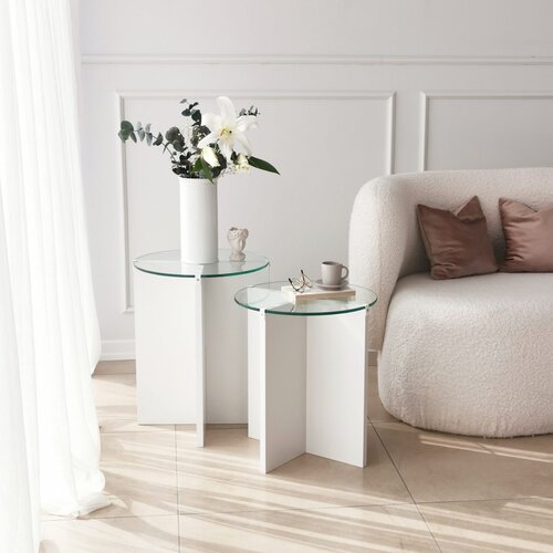 Hanah home Club set stolova, 2 dijela Lily 40cm Bijela Cene