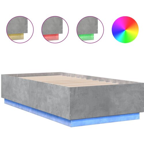 Maison Chic Posteljni okvir - Enojna postelja - Postelja za odrasle z LED lučkami betonsko siv 90x190 cm inž. les, (21695785) Slike