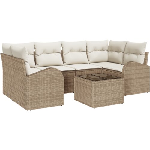 VidaXL set vrtnih sofa s jastučićima bež poli ratan Slike