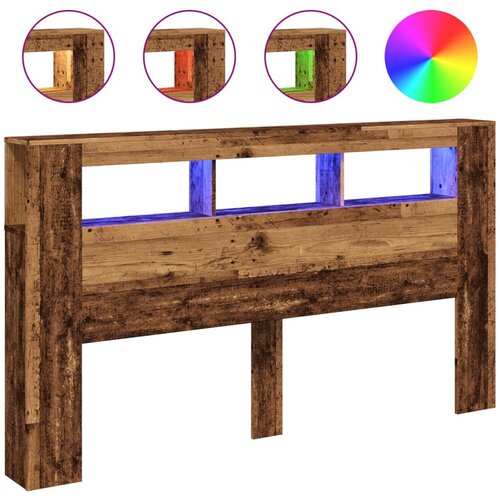 Maison Chic led posteljno vzglavje - vzglavna omarica - nočna omarica starinski les 180x18,5x103,5 cm inž. les, (21708947) Slike
