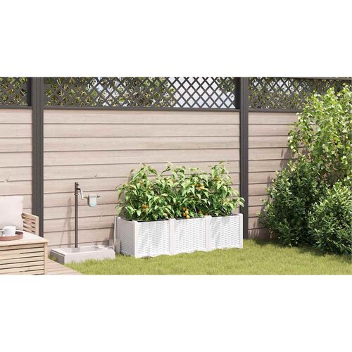  Vrtna saksija 3 pcs Bijeli 120 x 40 x 37,5 cm Plastika Slike