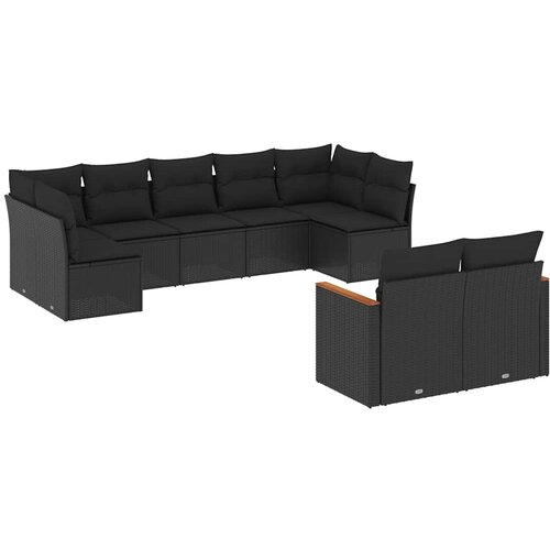  9-dijelni set vrtnih sofa s jastucima crni od poliratana Crna 62 x 62 x 69 cm Slike