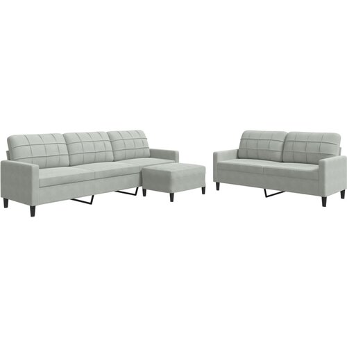  3-dijelni set sofa s jastucima svjetlosivi bar&amp;scaron;unasti Slike