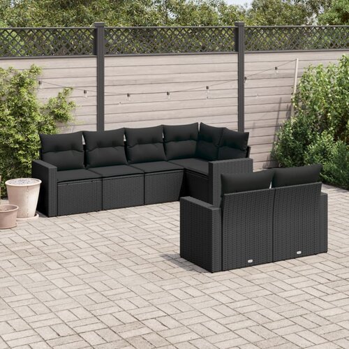 vidaXL 7-dijelni set vrtnih sofa od poliratana s jastucima crni Cijene