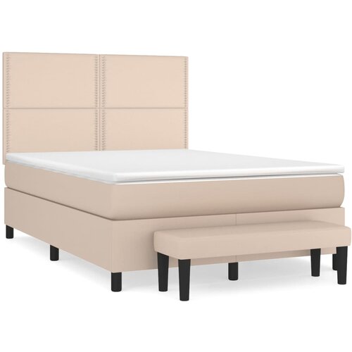 VidaXL Krevet s oprugama i madrac cappuccino 140x200cm od umjetne kože Slike