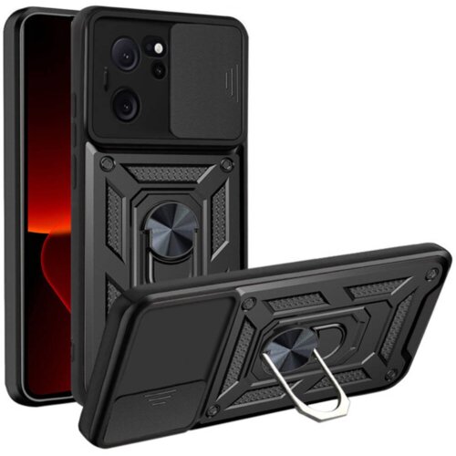 Onasi Silikonski ovitek Armor Ring z zaščito kamere za Xiaomi 13T / Xiaomi 13T Pro - črn Cene