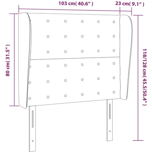  Uzglavlje s u&amp;scaron;ima sivo 103x23x118/128 cm od umjetne kože Slike
