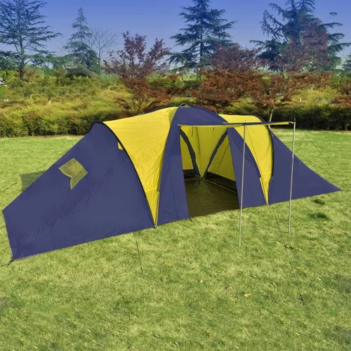  Poliesterski kamperski šator za 9 osoba, plavo-žuti