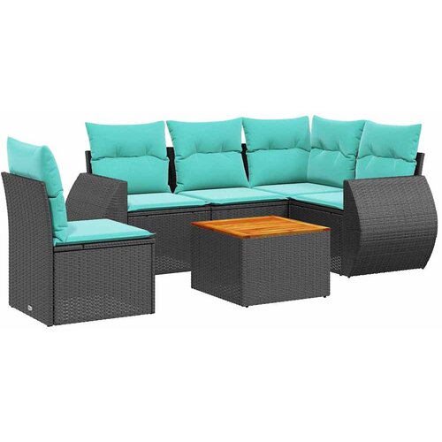 vidaXL Vrtni set od 6 dijelova s jastucima  crni poliratan - Crna corner + 2x middle + table + 2x sofa 1 Cijene