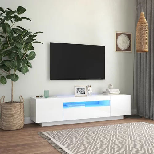 TV ormarić s LED svjetlima visoki sjaj bijeli 160 x 35 x 40 cm