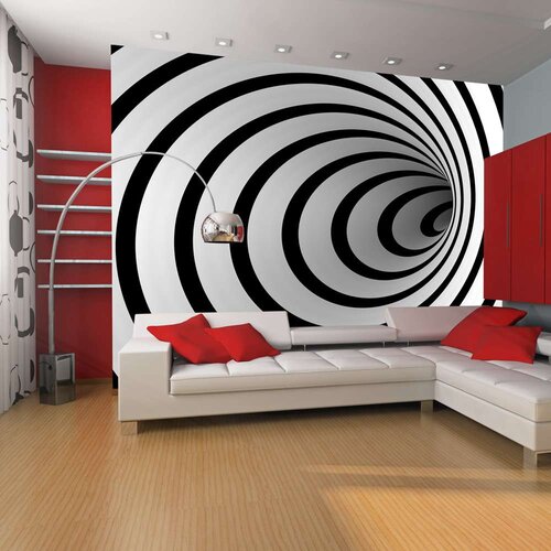  Tapeta - Black and white 3D tunnel 300x231 Slike