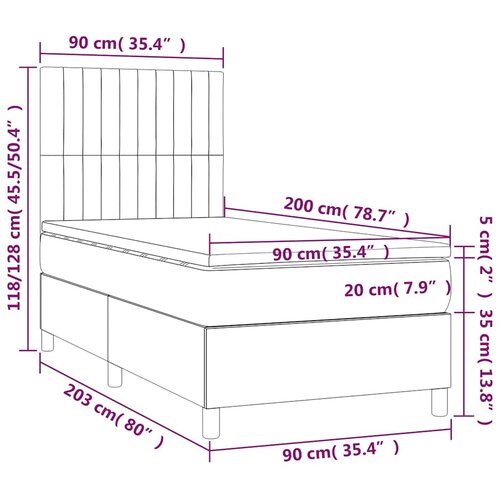  box spring s madracem LED crni 90x200 cm od tkanine Slike