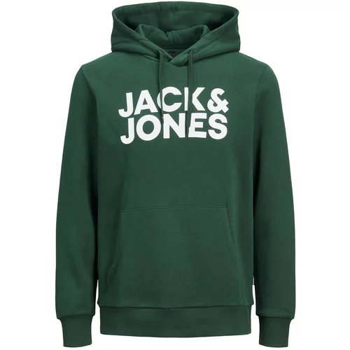 Jack & Jones Sweater majica tamno zelena / bijela