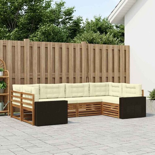  Set vanjskih sofa 6 kom. Prirodna i krem Čvrsto drvo akacije Cijene