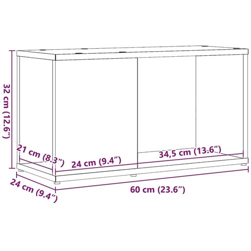  TV ormarić crni hrast 60x24x32 cm inženjerski drvo - Crni hrast 60 x 24 x 32 cm Slike
